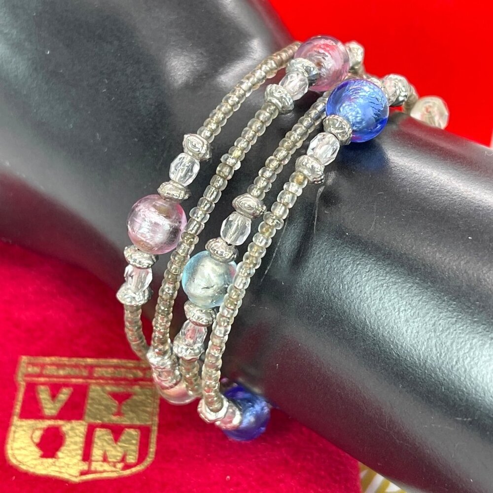 Vecchia Murano Venice Italy Glass Bead Memory Coil Bracelet Gift Bag Certificate - Picture 13 of 14